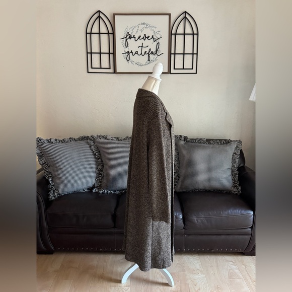 Lauren Ralph Lauren Brown Gold Metallic Knitted Maxi Long Sweater Coat Size 3X - Picture 9 of 13